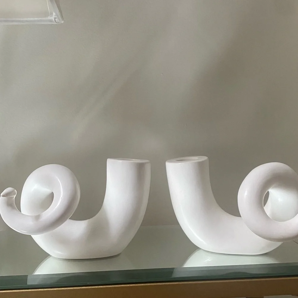 Vintage Jonathan Adler Horn Candle Holder Set